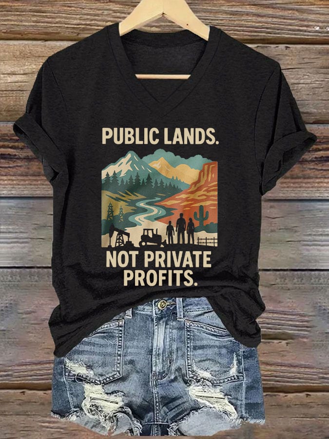 Women's Public Lands Not Private Profits Printed T-shirt