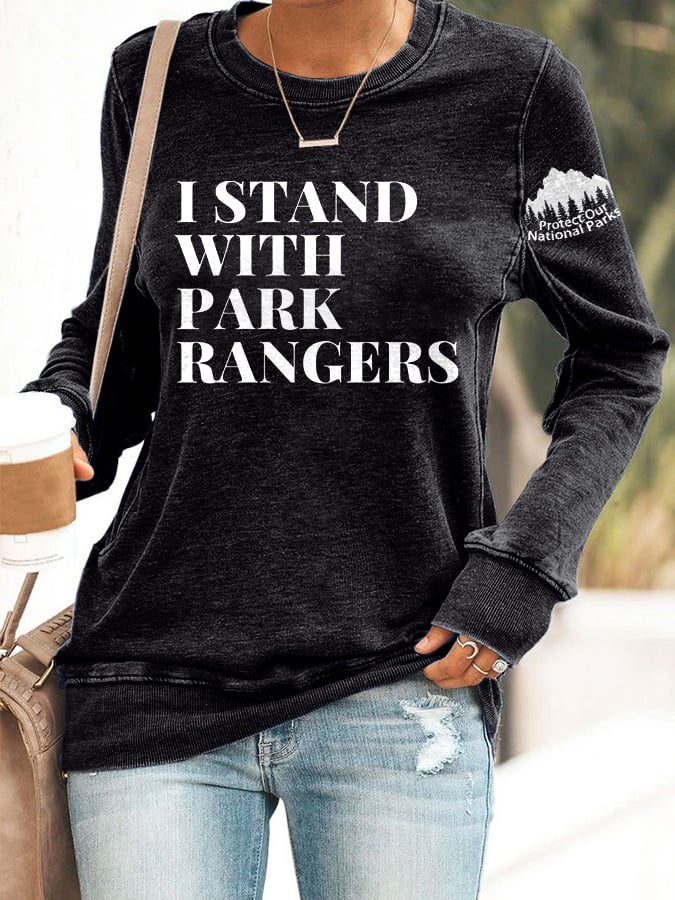 Retro I Stand With Park Rangers Protect Our National Parks Print Sweatshirt