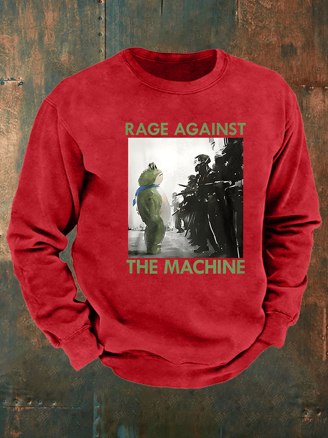 Men's Frog Resistance Print Casual Sweatshirt