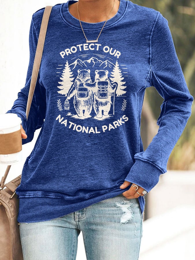 Retro Protect Our National Parks Print Sweatshirt