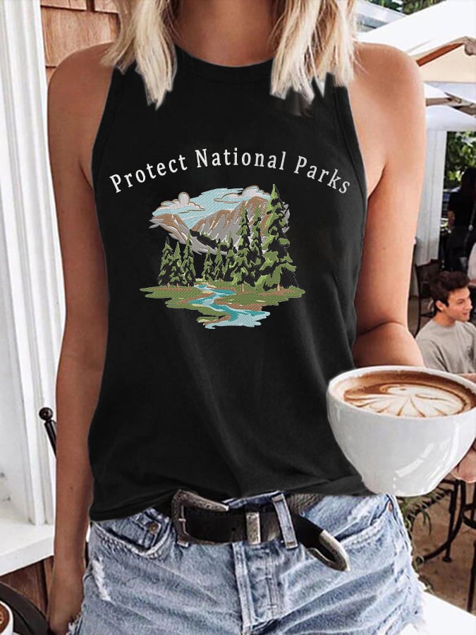 Women’s Retro Protect Our National Parks Print Tank Top