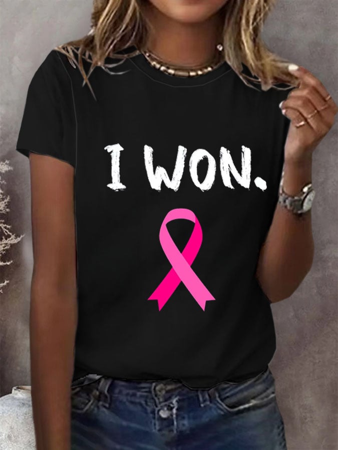Women's Breast Cancer Awareness Print Casual T-Shirt