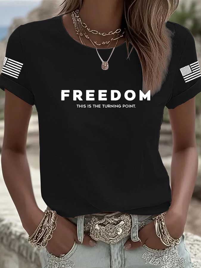 Women's Commemorative Leader FREEDOM Print Crew Neck T-Shirt