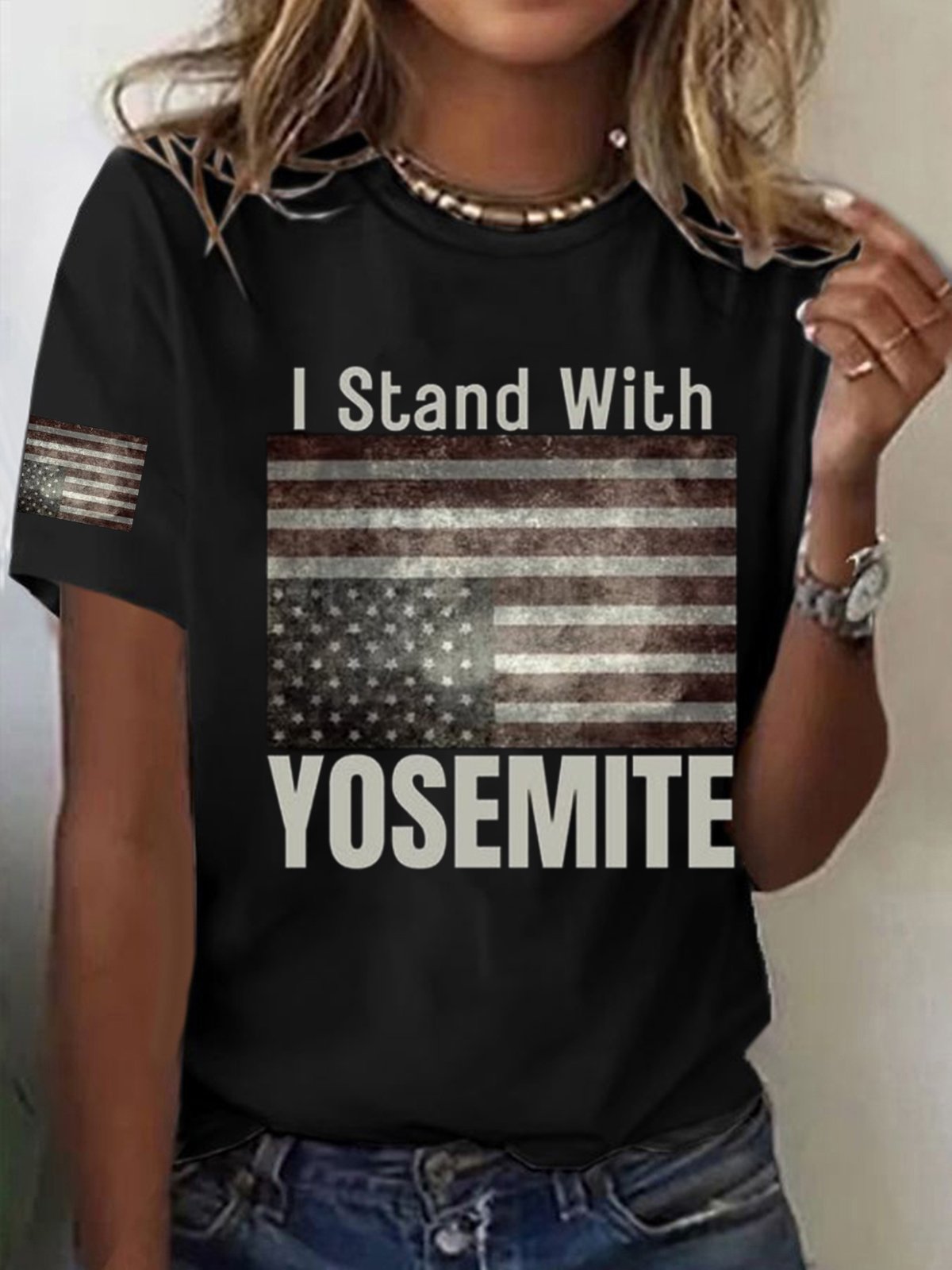 Women's I Stand With Yosemite Printed Short-Sleeved T-Shirt