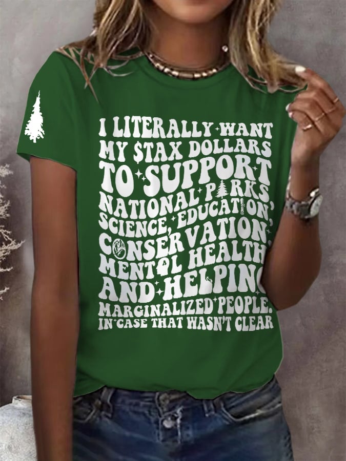 Women's Support National Parks Print Round Neck T-Shirt