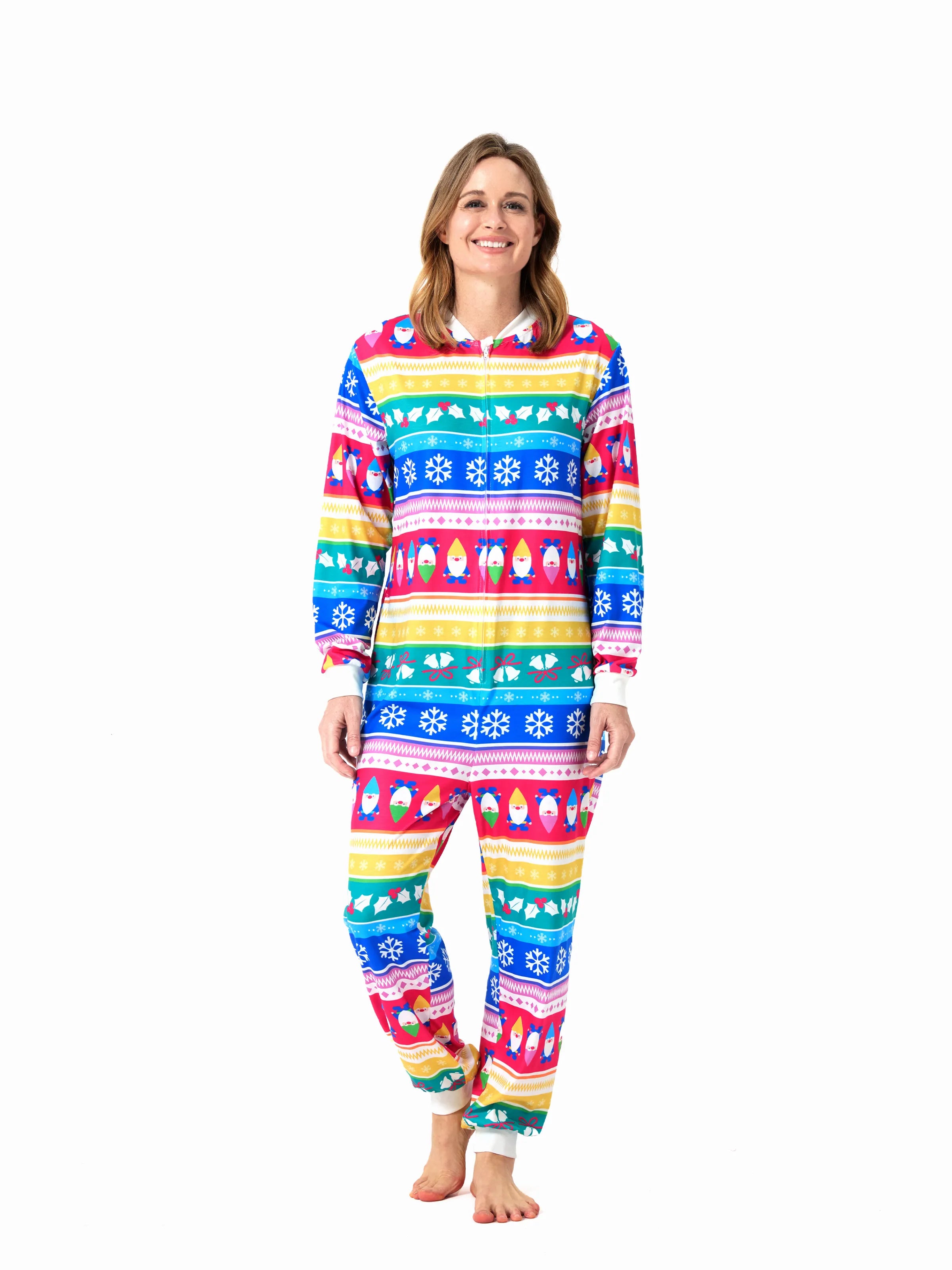 Christmas Matching Family Pajamas Set Christmas Gnome Striped PJS with Christmas Socks Multi-color