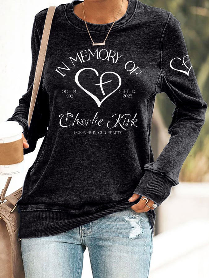 Retro Forever In Our Hearts Print Sweatshirt