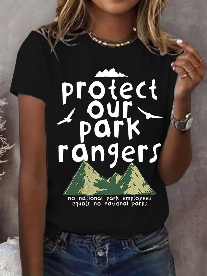 Women's Protect Our Park Rangers Print Round Neck T-Shirt