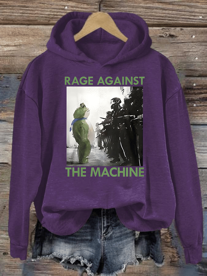 Women's Frog Resistance Print Casual Hoodie