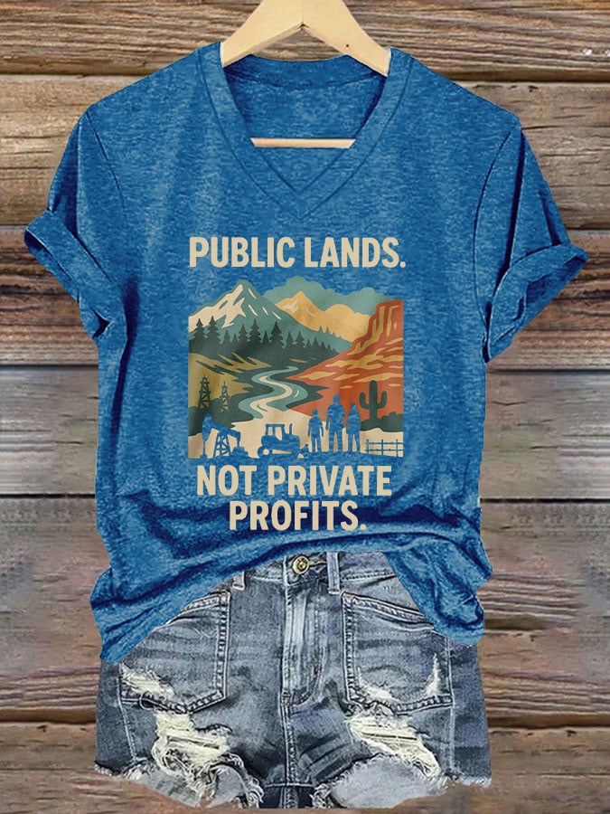 Women's Public Lands Not Private Profits Printed T-shirt