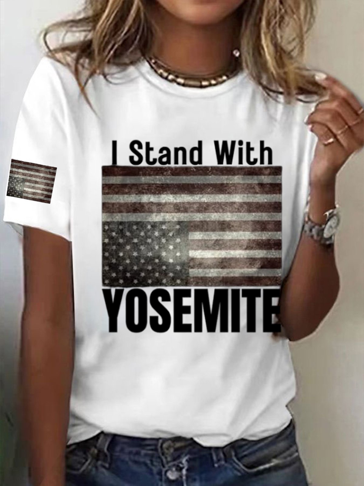 Women's I Stand With Yosemite Printed Short-Sleeved T-Shirt