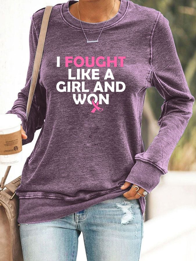 Women's Breast Cancer Survivor Printed Long Sleeve Sweatshirt