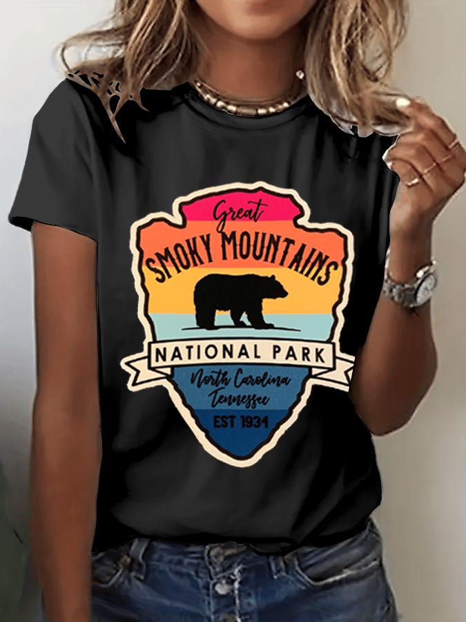 Women's Smoky Mountains National Park Print Crew Neck T-Shirt