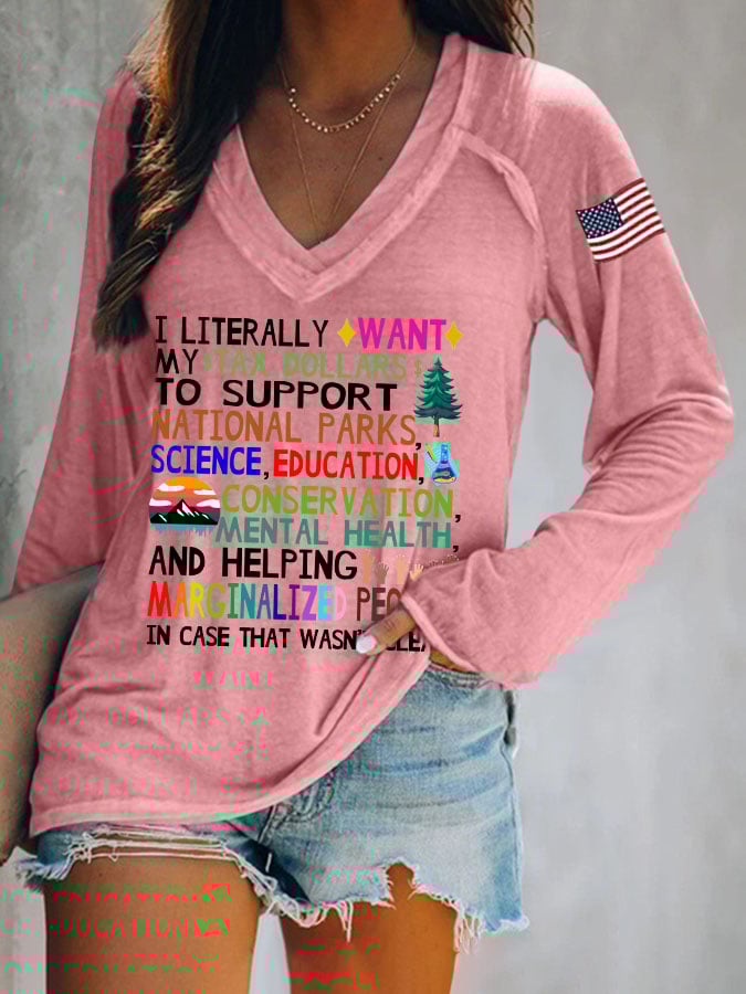 Women's Support National Parks Print V Neck T-Shirt