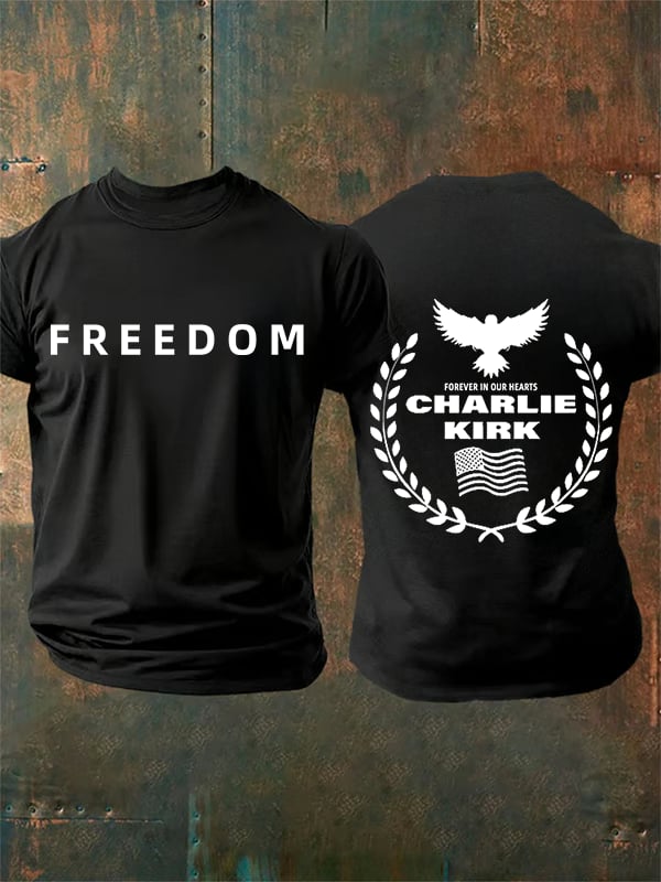 Men's Freedom American Flag Print Casuasl T-shirt