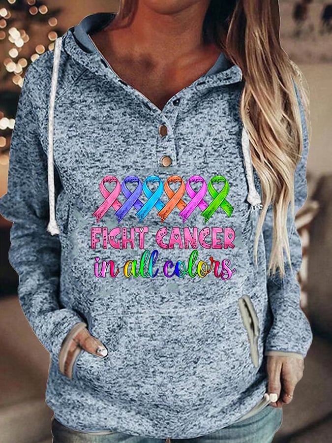 Breast Cancer Print Casual Sweatshirt