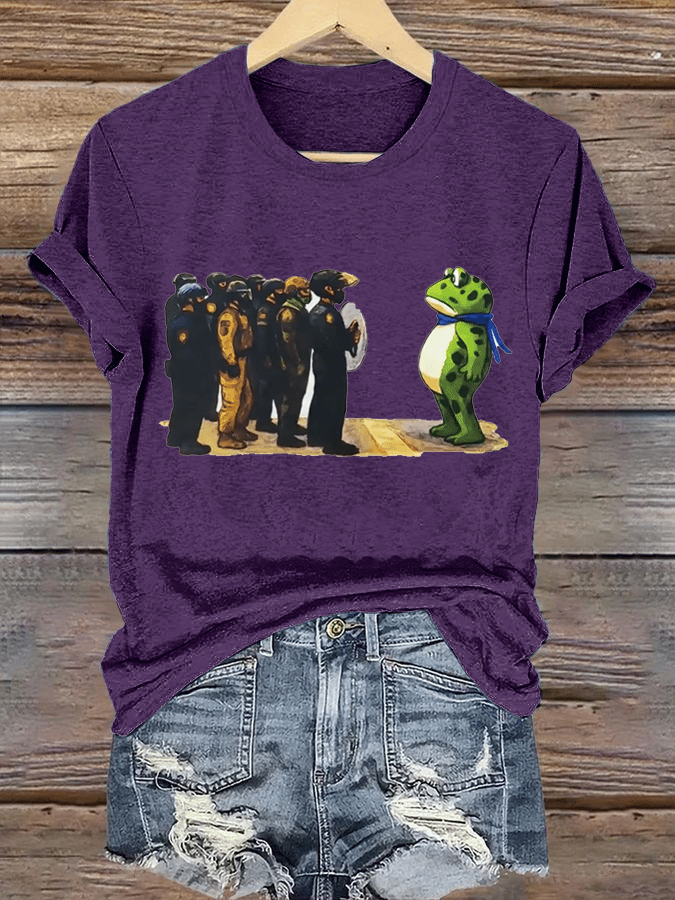 Women's Portland Frog Resist Printed Casual T-Shirt