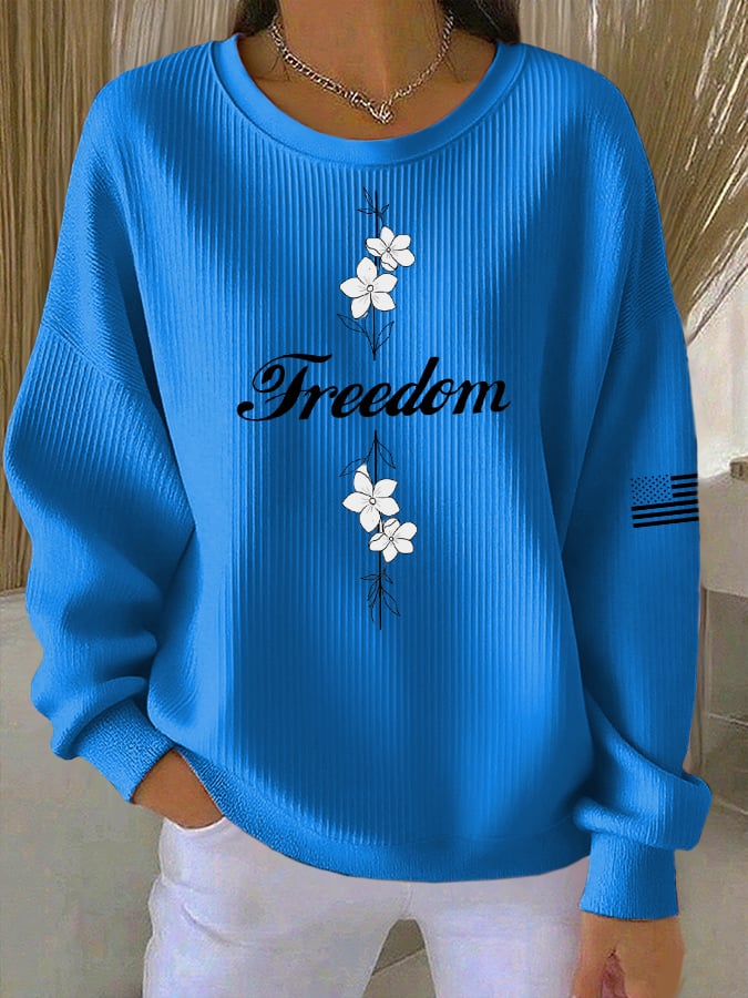 Women's Casual Freedom Faith Textured Sweatshirt