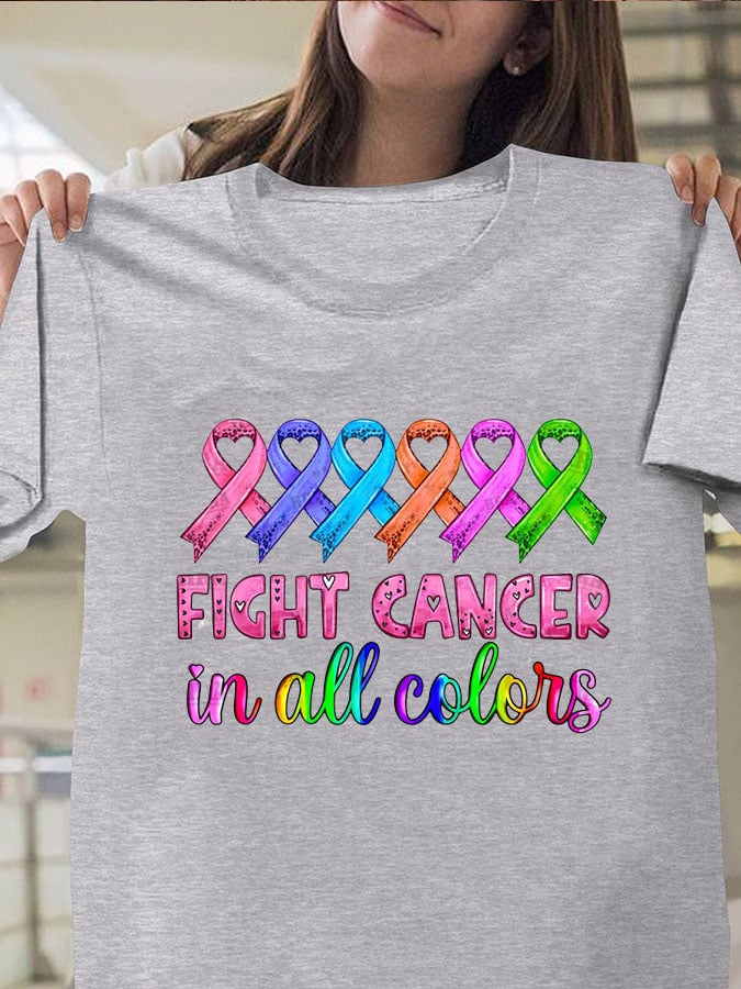 Breast Cancer Print Casual T-Shirt