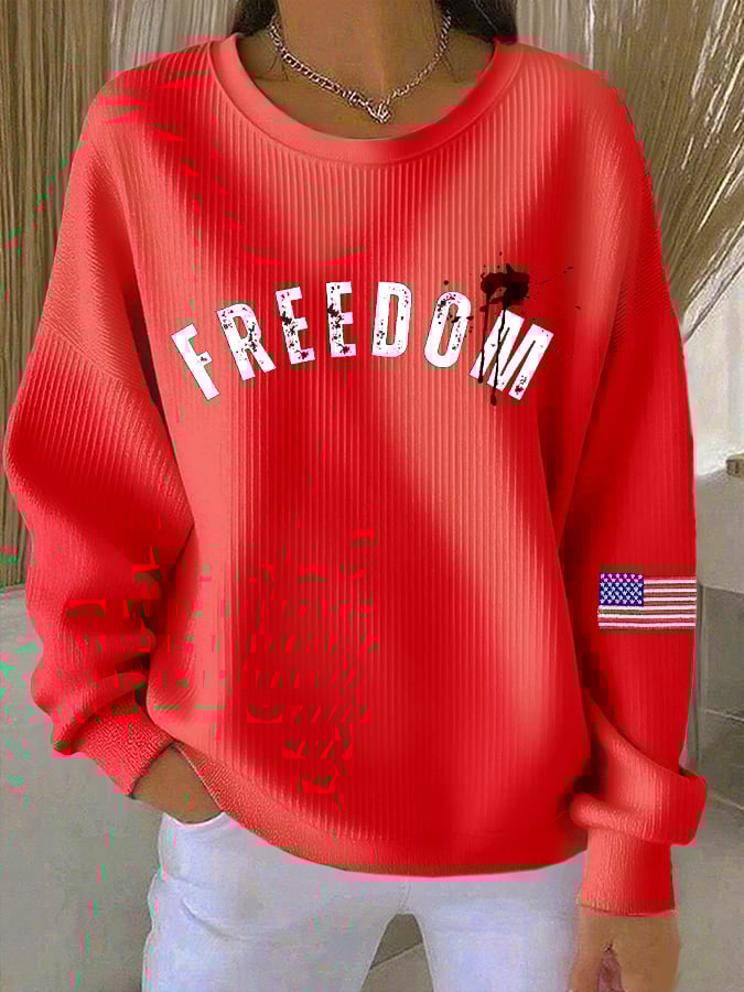 Women's Casual Freedom Faith Textured Sweatshirt