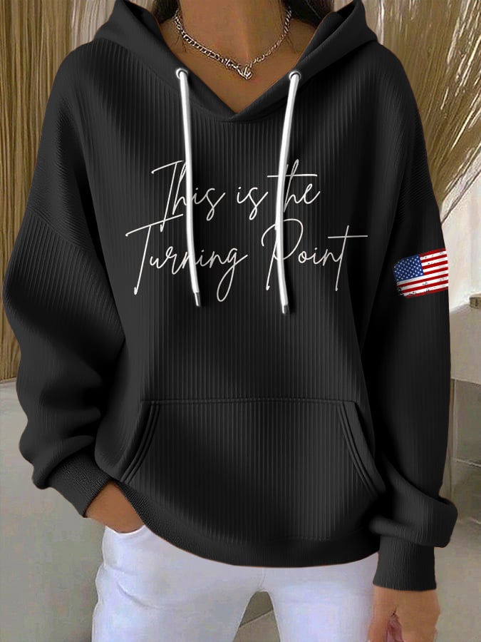 Retro This Is The Turning Point Print Hoodie
