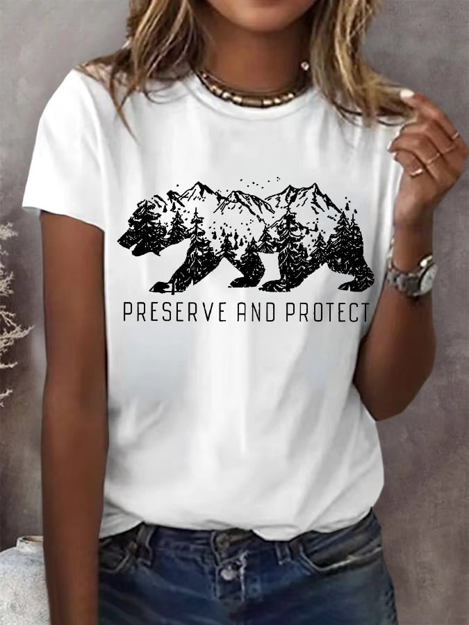 Women's Preserve And Protect Print Round Neck T-Shirt