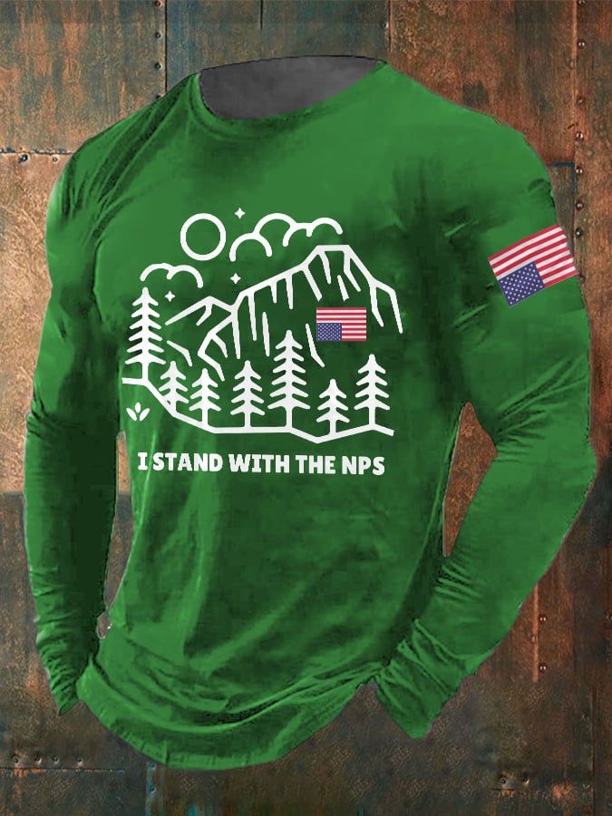 Men's Retro I Stand With The NPS National Park Support Print T-Shirt