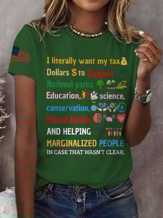 Women's Support National Parks Print Round Neck T-Shirt