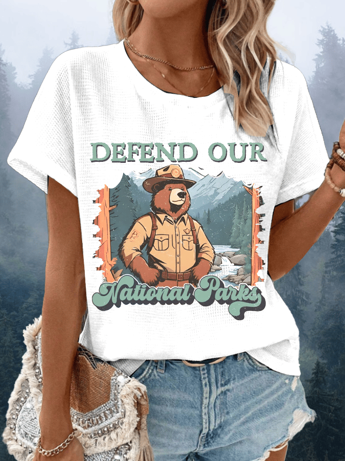 Women's Protect National Parks Waffle Crew Neck T-Shirt