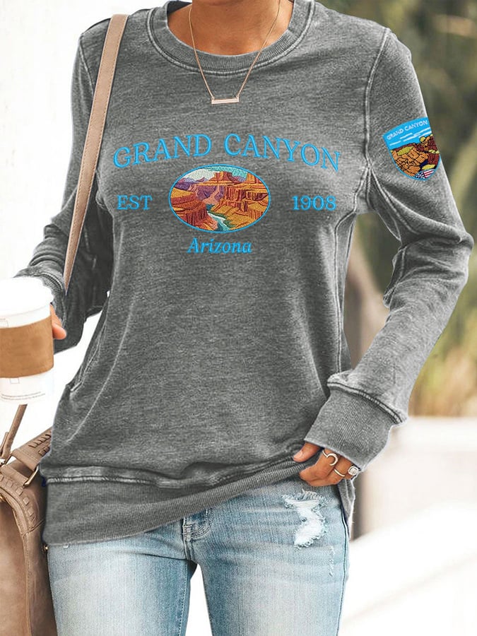 Retro Grand Canyon National Park Print Sweatshirt