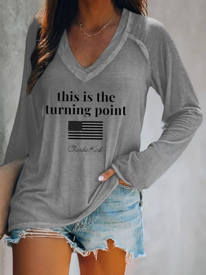 Women's This Is The Turning Point Printed Casual Long Sleeve T-Shirt