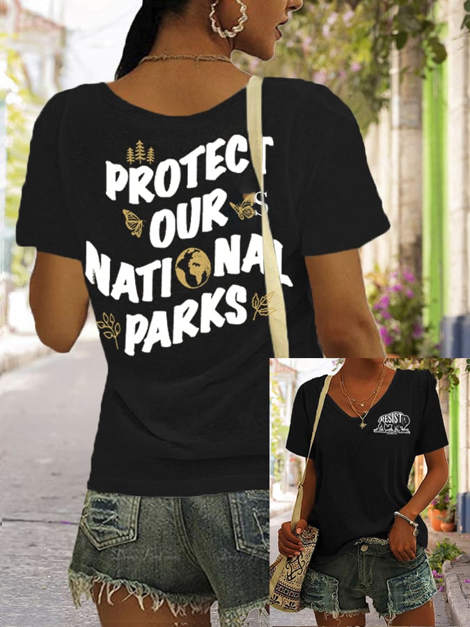 Women's Protect Our National Parks Printed Short-Sleeved T-Shirt