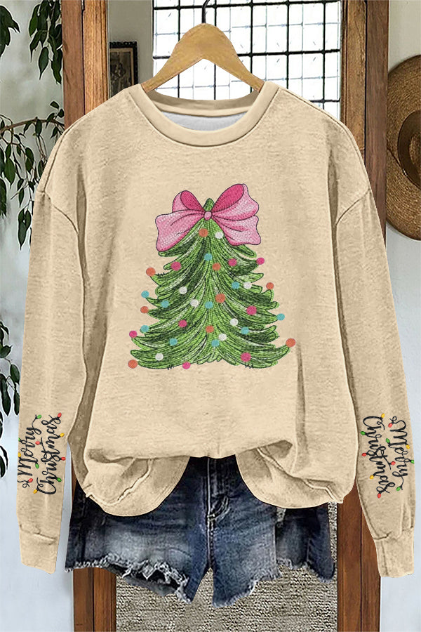 Sweet Christmas Tree Print Sweatshirt