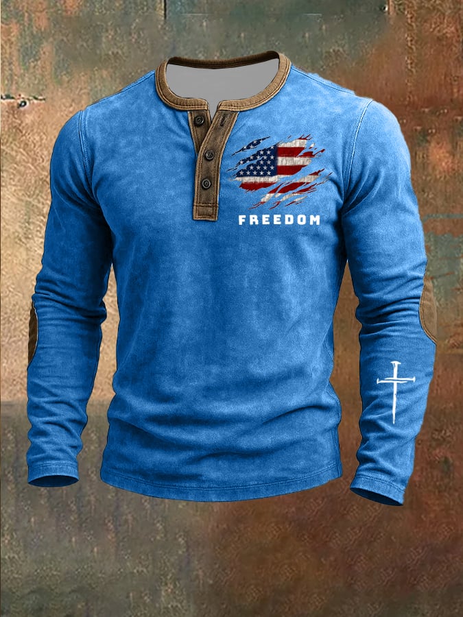 Men's Commemorative Print Henley Shirt