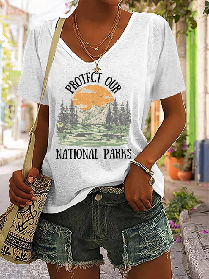 Women's Protect Our National Parks Printed Short-Sleeved T-Shirt