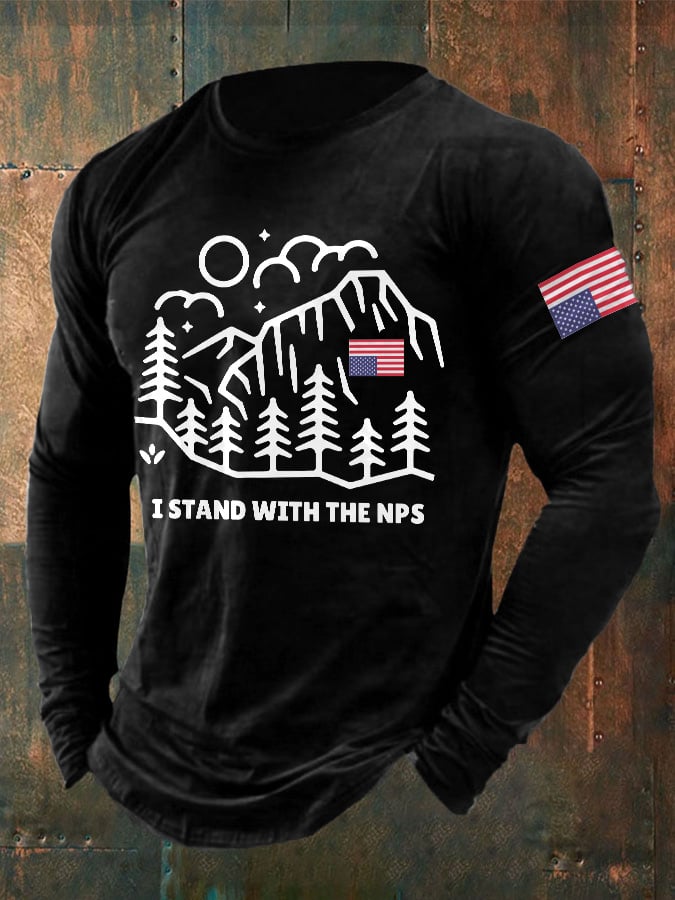 Men's Retro I Stand With The NPS National Park Support Print T-Shirt