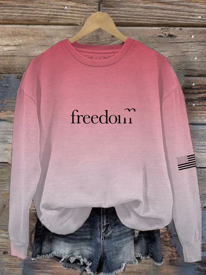 Women's Casual Freedom Flag Gradient Sweatshirt