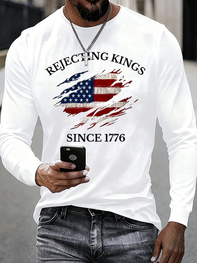 Men'S “Rejecting Kings Since 1776” Print Casual T-Shirt