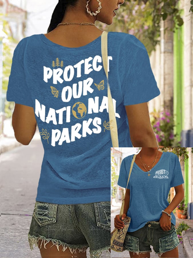 Women's Protect Our National Parks Printed Short-Sleeved T-Shirt