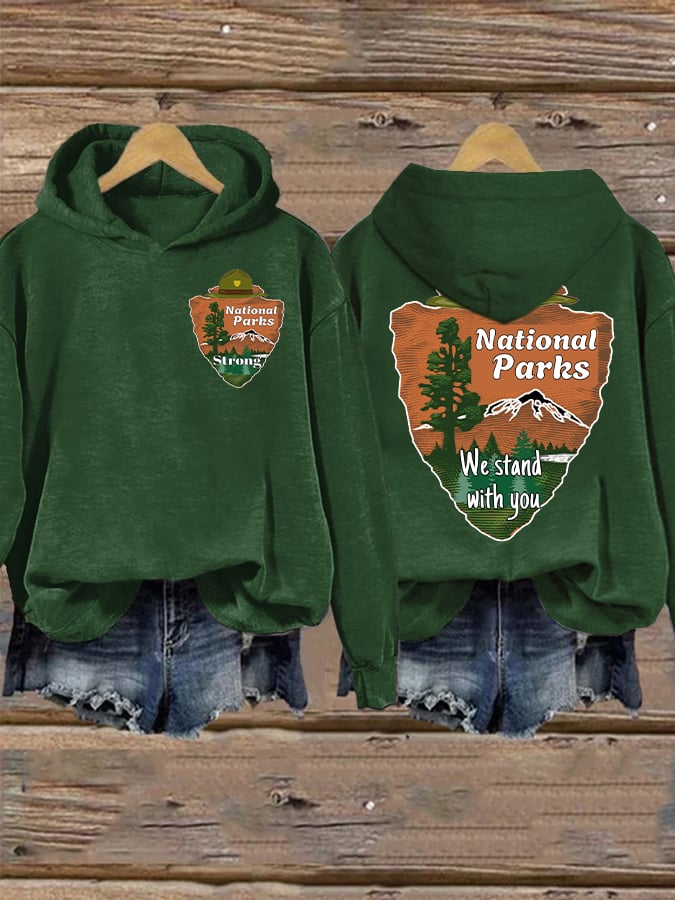 Retro National Parks Strong We Stand With You Print Hoodie