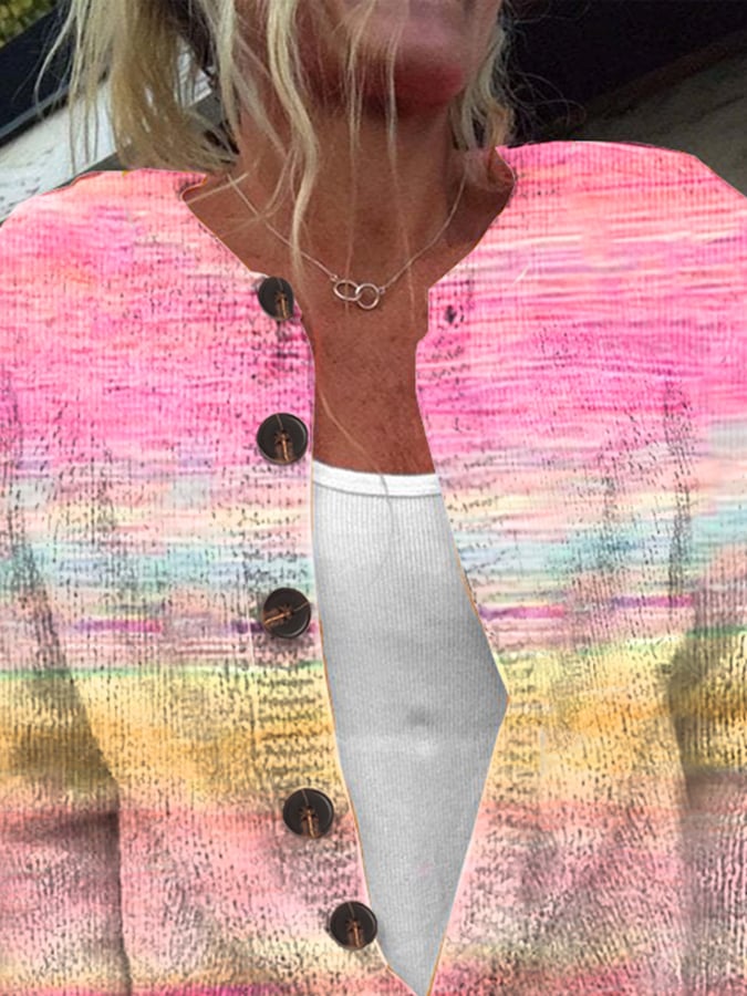 Women's Breast Cancer Pink Gradient Cardigan Sweater