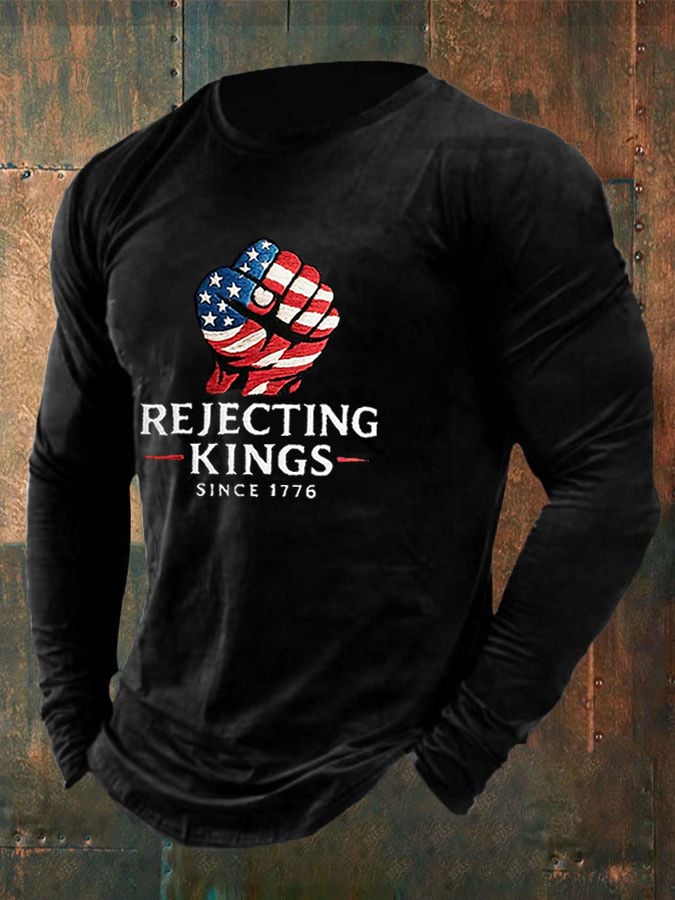 Men'S “Rejecting Kings Since 1776” Print Casual T-Shirt