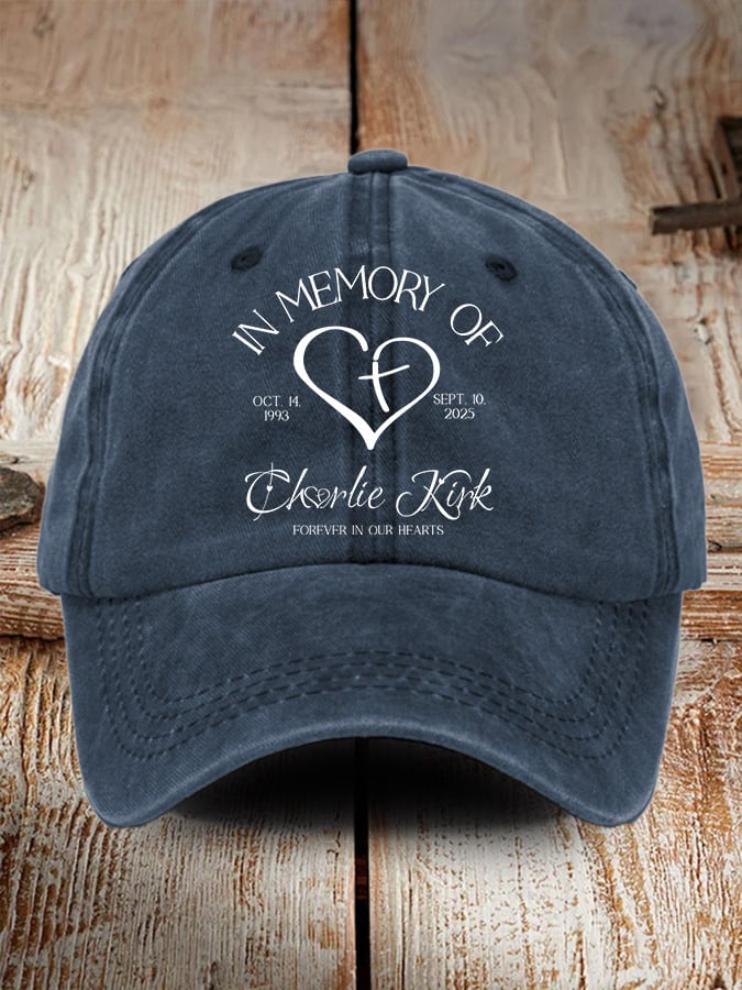 Retro Forever In Our Hearts Print Baseball Cap