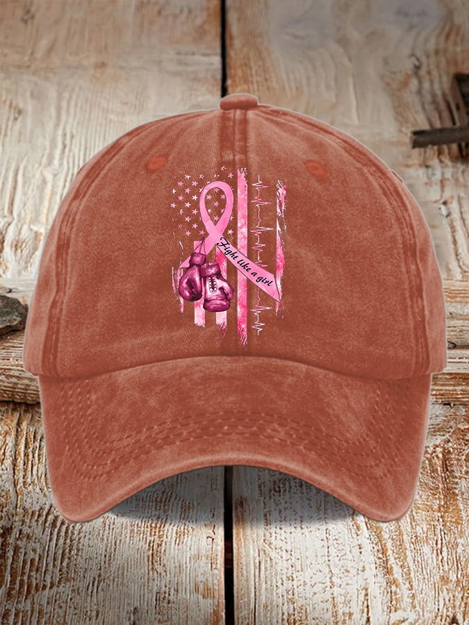 Women's Casual Breast Cancer Awareness Print Baseball Cap