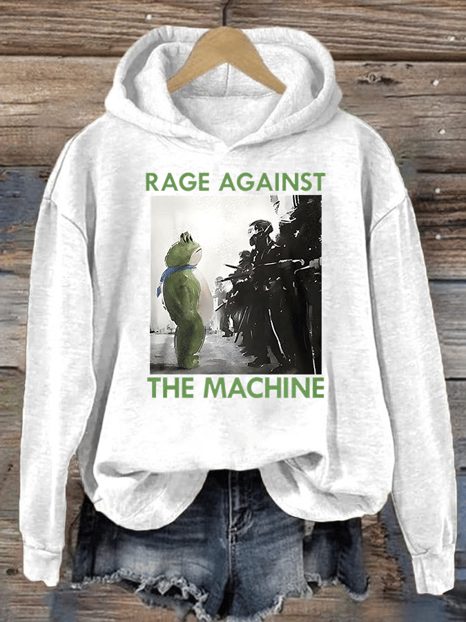 Women's Frog Resistance Print Casual Hoodie