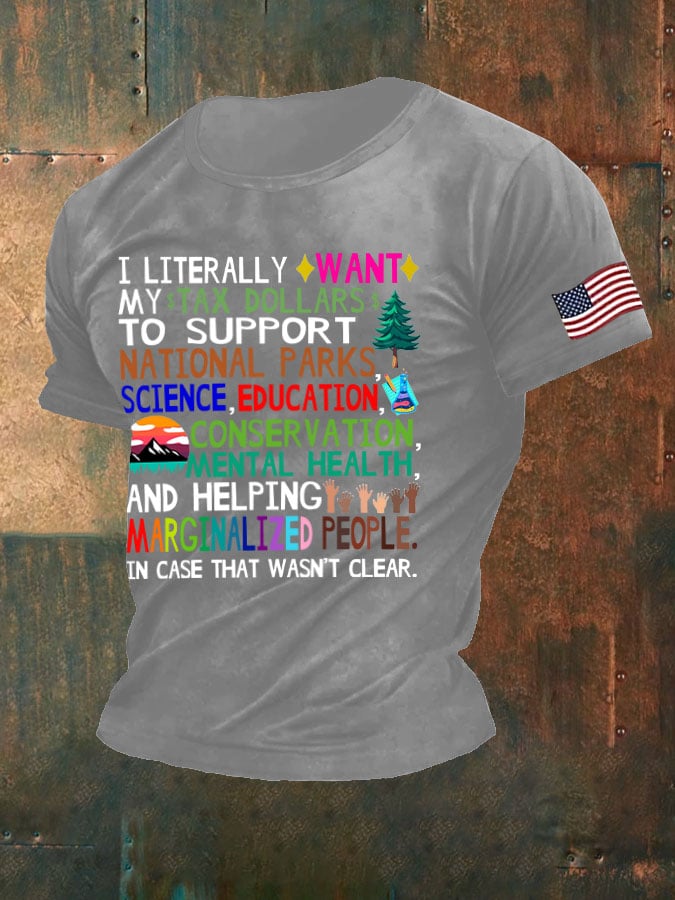 Men's Support Our National Parks Printed Round Neck T-Shirt