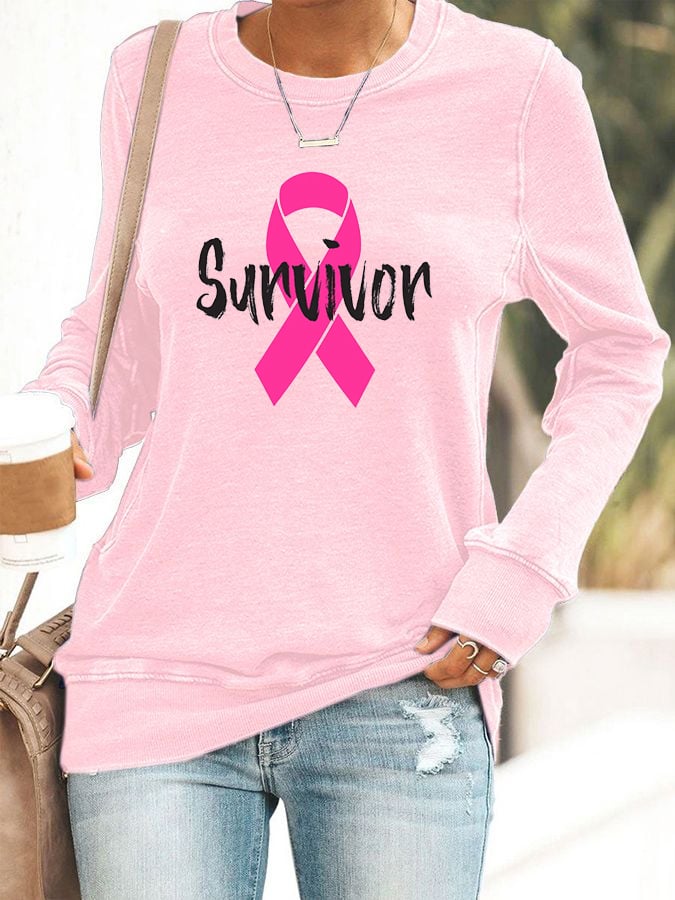 Women's Breast Cancer Survivor Crew Neck Sweatshirt