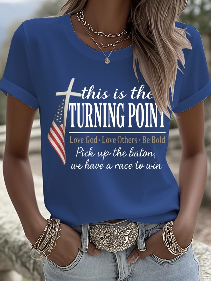 Women's This Is The Turning Point Printed Round Neck T-Shirt