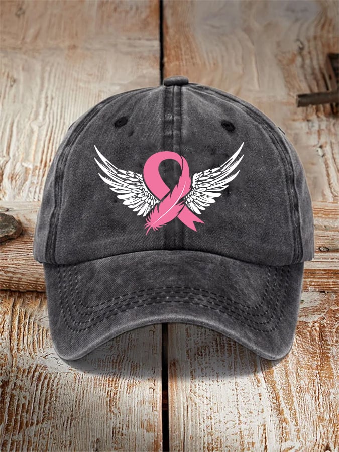 Breast Cancer Wings Print Baseball Cap