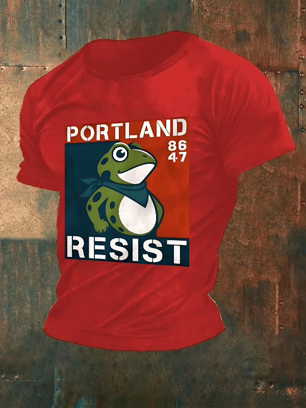Men's Portland Frog 8647 resist Print T-Shirt